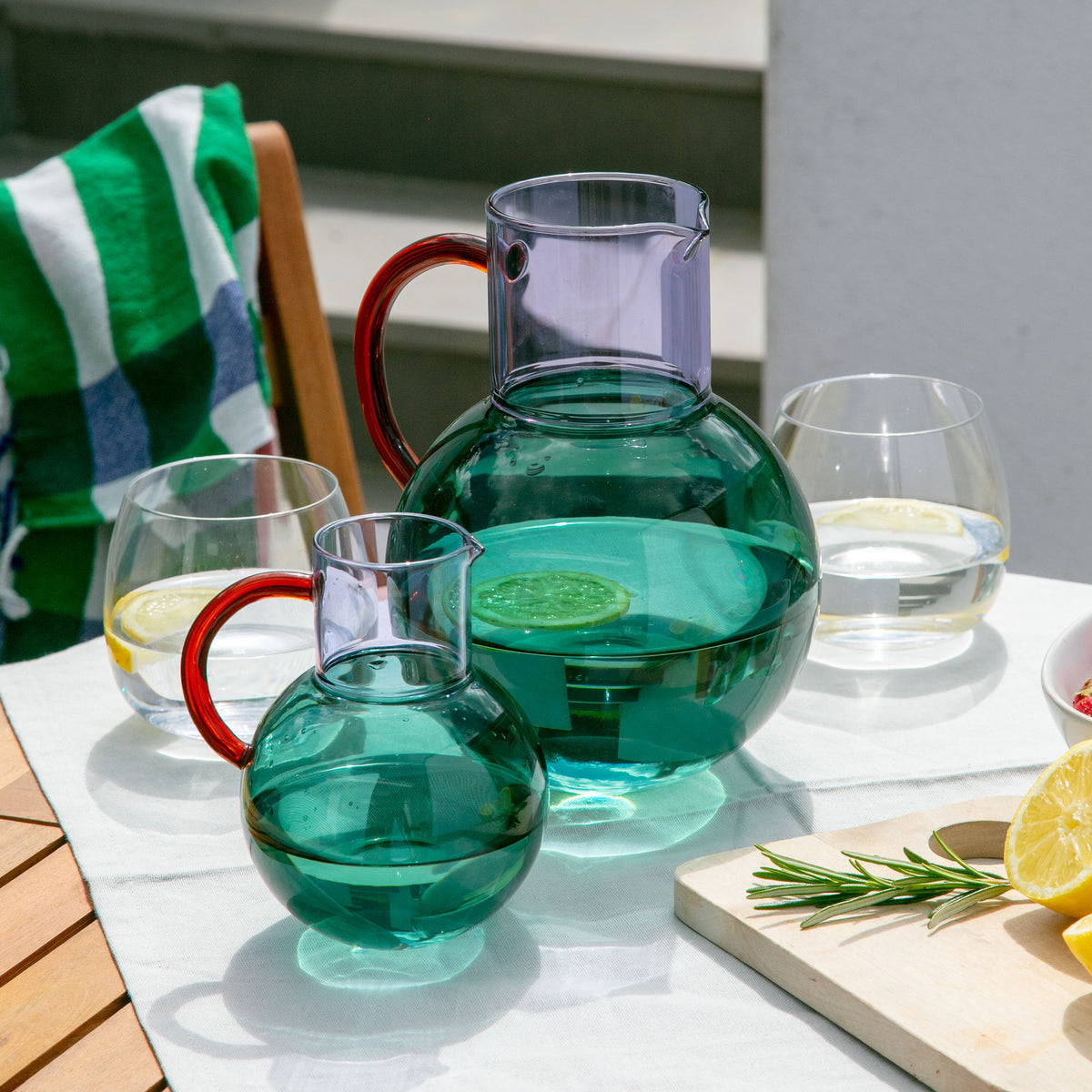PABLO Small Glass Pitcher | Green & Lilac
