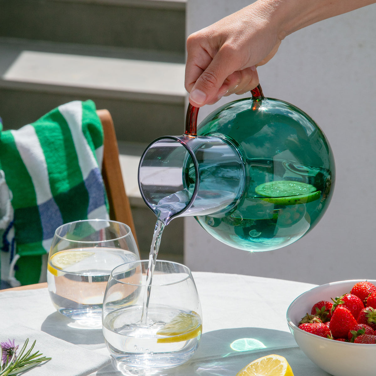 PABLO Large Glass Pitcher | Green & Lilac