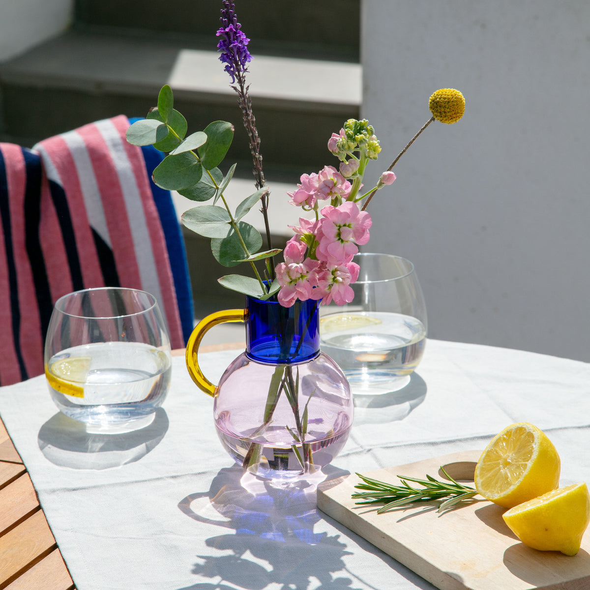 PABLO Small Glass Pitcher | Cobalt & Pink