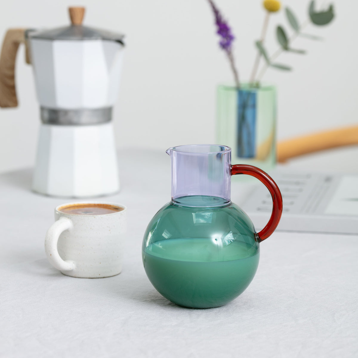 PABLO Small Glass Pitcher | Green & Lilac