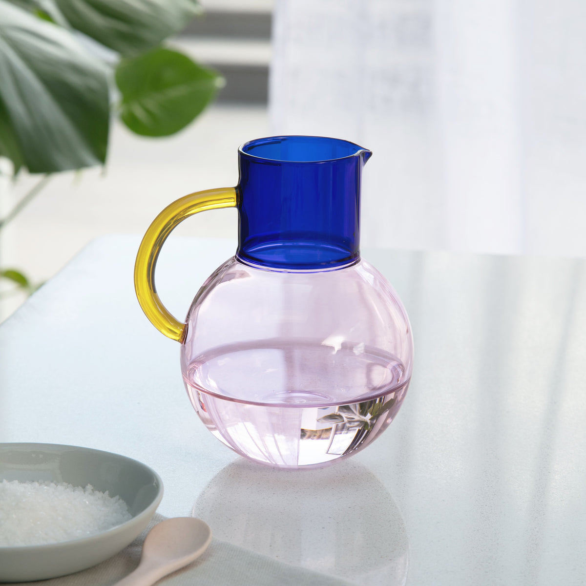 PABLO Small Glass Pitcher | Cobalt & Pink