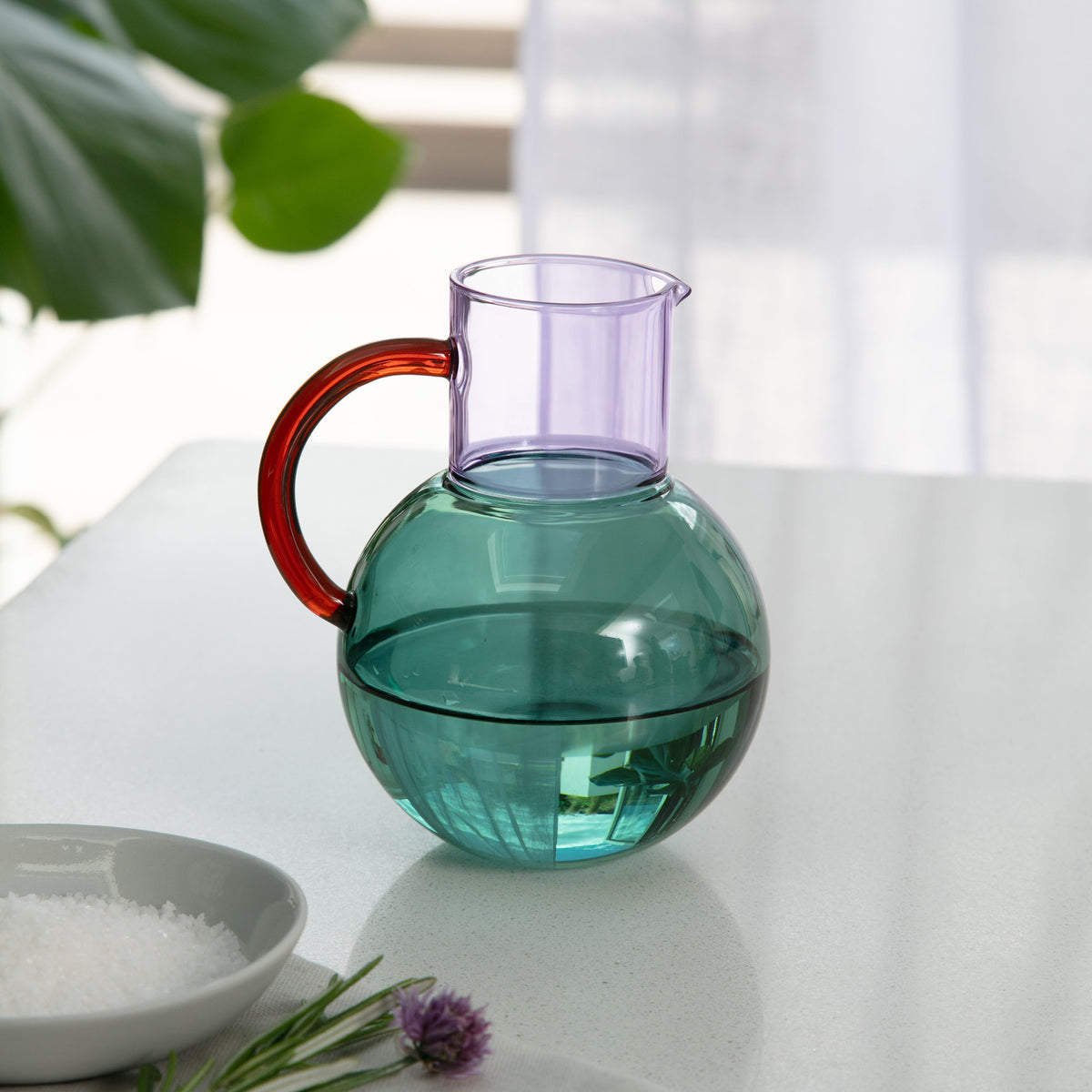 PABLO Large Glass Pitcher | Green & Lilac