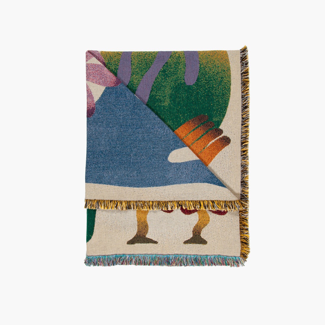 Detail of Dumont woven throw blanket by Roisin O’Donnell showing woven texture and illustrated pattern