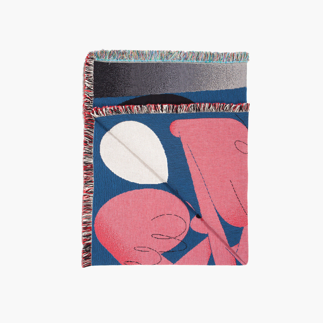 Detail of Suzukki woven throw blanket by Shun Sasaki showing woven texture and graphic pattern