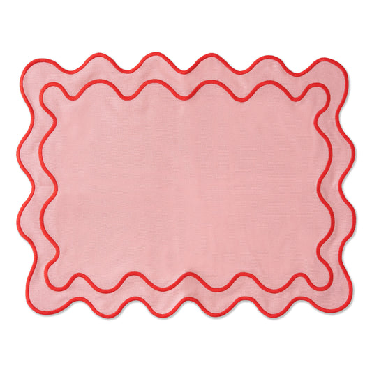 WAVY Placemats | Rose & Red
