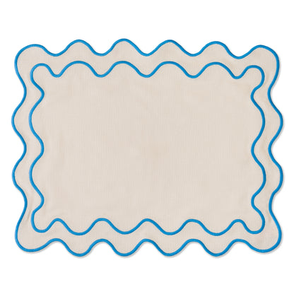 WAVY Placemats | Beige & Blue
