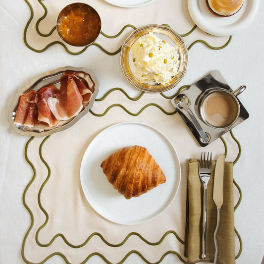 WAVY Placemats | Beige & Green