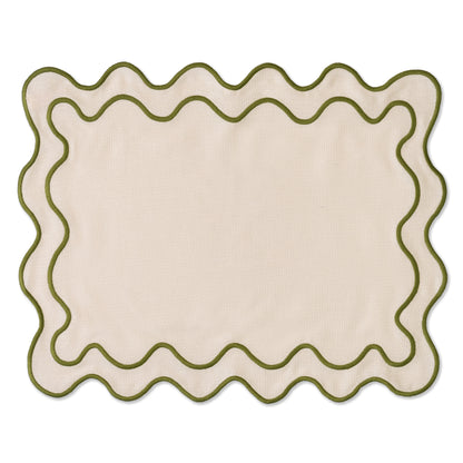 WAVY Placemats | Beige & Green