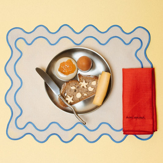 WAVY Placemats | Beige & Blue
