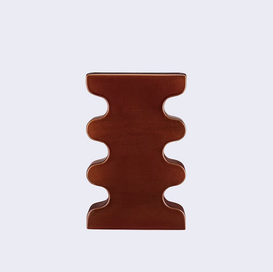 BARVA vase in brown by Pani Jurek, a hand-glazed geometric ceramic piece from the RUIMTE curated collection.