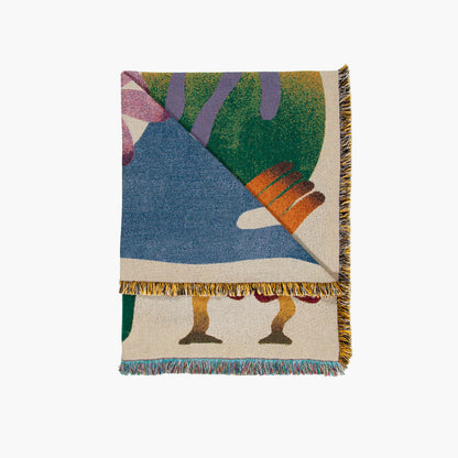 Detail of Dumont woven throw blanket by Roisin O’Donnell showing woven texture and illustrated pattern
